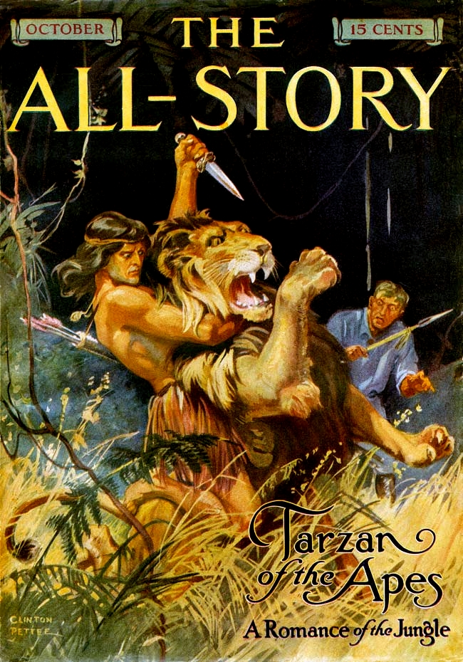 The cover page of Tarzan in "All Story" magazine.